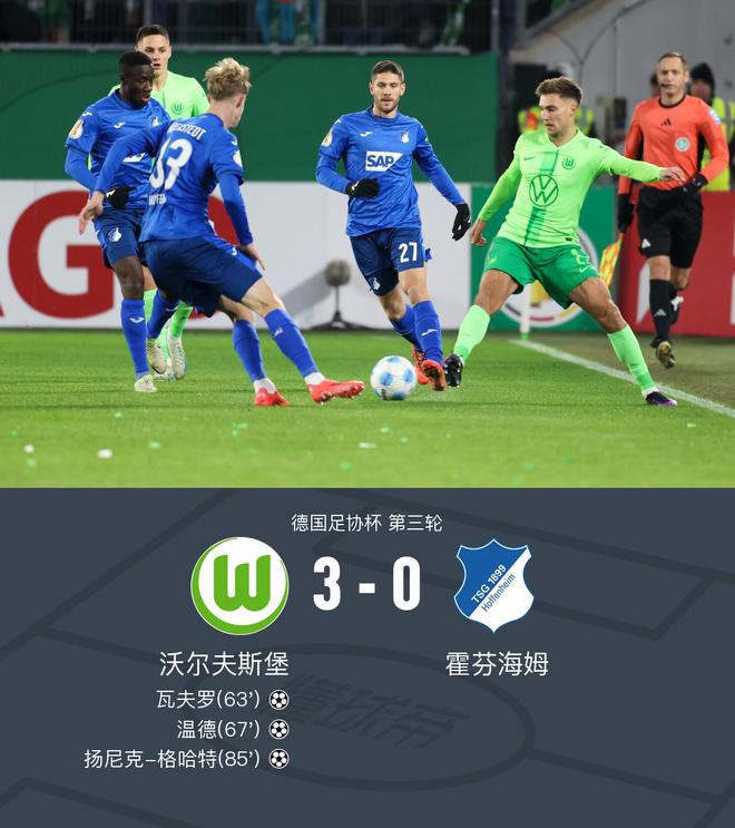 沃爾夫斯堡3-0霍芬海姆，瓦夫羅首開(kāi)紀(jì)錄，溫德、揚(yáng)尼克-格哈特建功