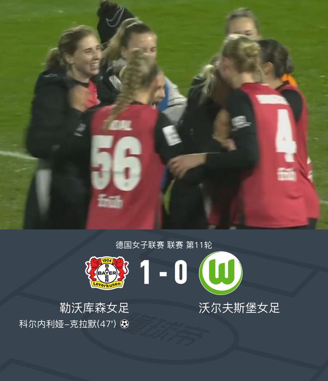 勒沃庫森女足1-0沃爾夫斯堡女足，沈夢露替補(bǔ)未登場